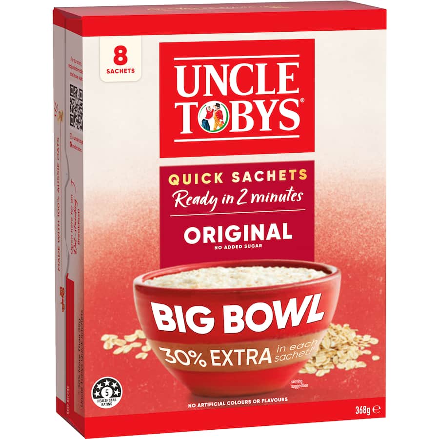 Uncle Tobys Oats Quick Sachets Original 8 pack 368g