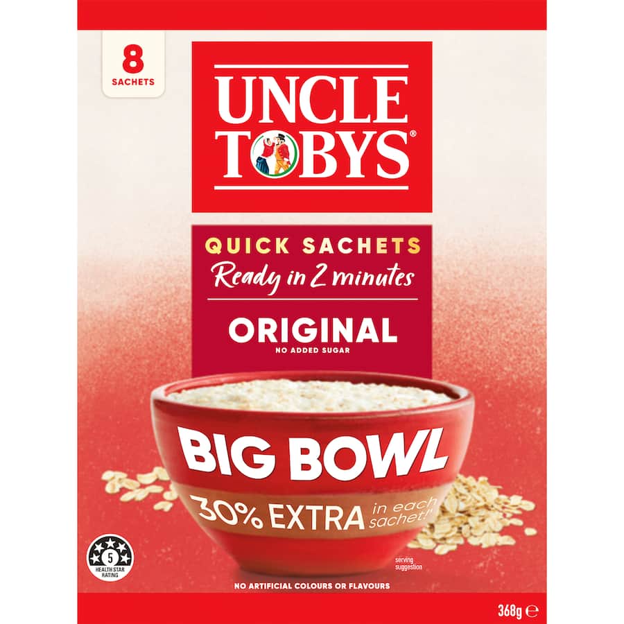 Uncle Tobys Oats Quick Sachets Original 8 pack 368g