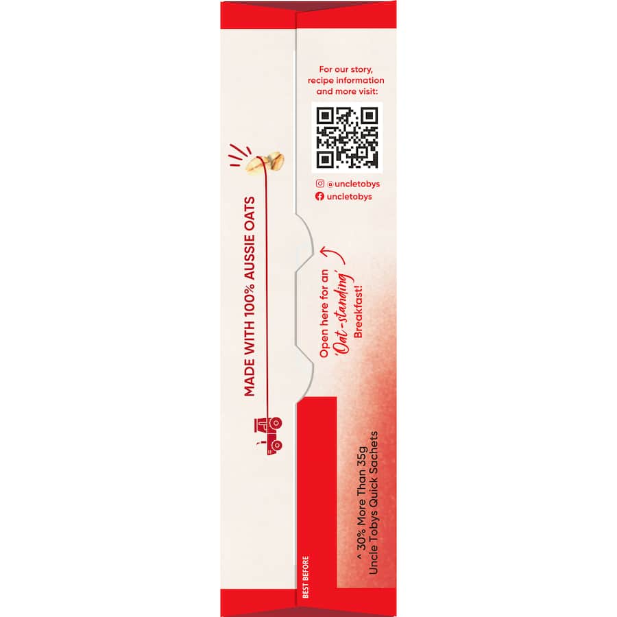 Uncle Tobys Oats Quick Sachets Original 8 pack 368g