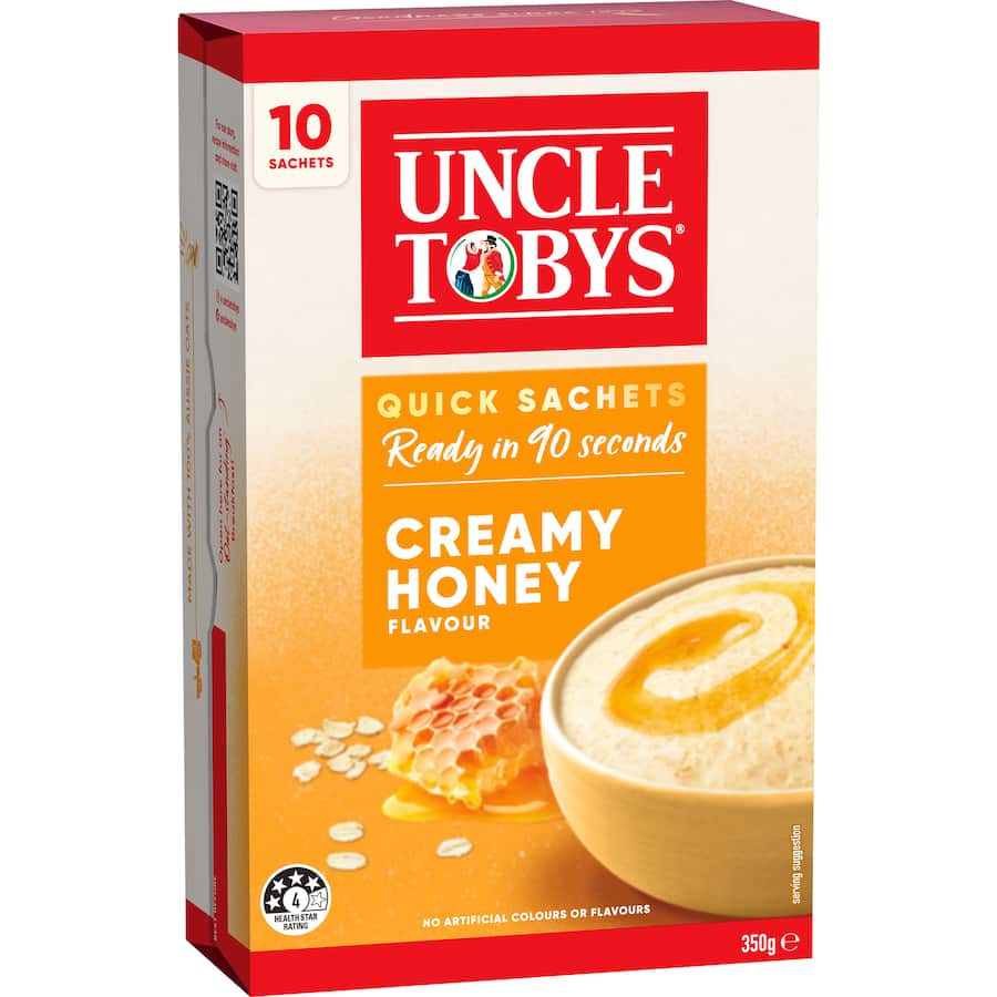 Uncle Tobys Oats Quick Sachets Creamy Honey 10 pack 350g