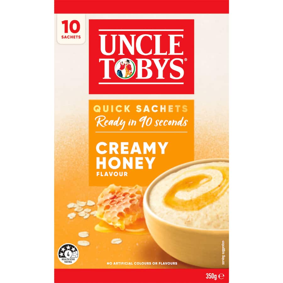 Uncle Tobys Oats Quick Sachets Creamy Honey 10 pack 350g