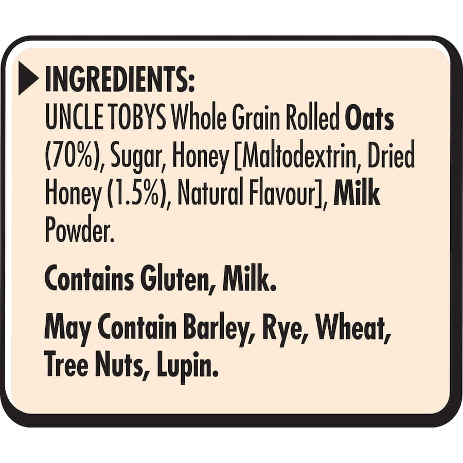 Uncle Tobys Oats Quick Sachets Creamy Honey 10 pack 350g