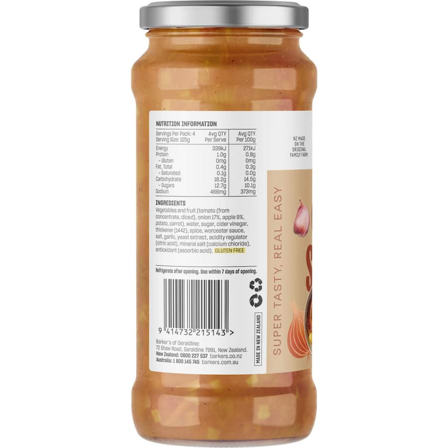 Barkers Recipe Base Curried Sausages Sauce 500g