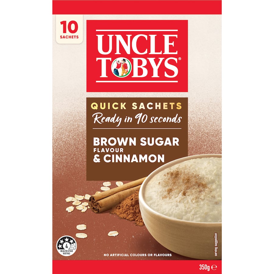 Uncle Tobys Oats Quick Sachets Brown Sugar & Cinnamon 10 pack 350g