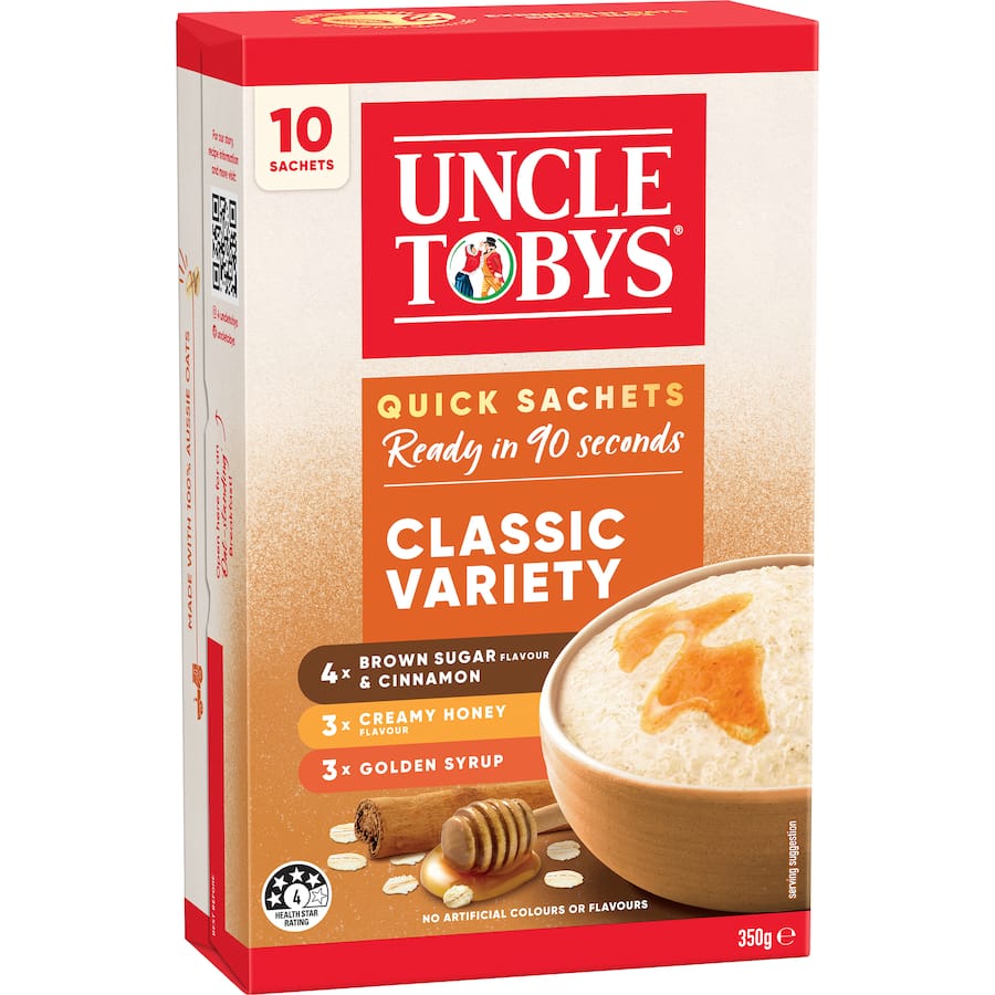 Uncle Tobys Oats Quick Sachets Classic Variety 10 pack 350g