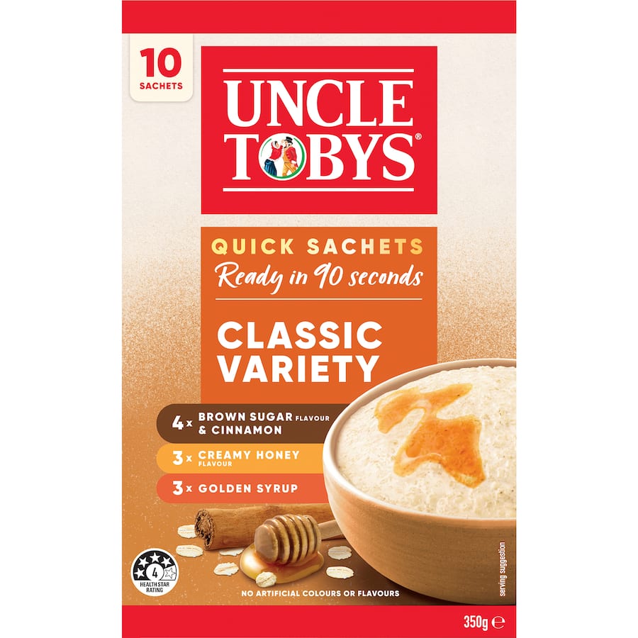 Uncle Tobys Oats Quick Sachets Classic Variety 10 pack 350g