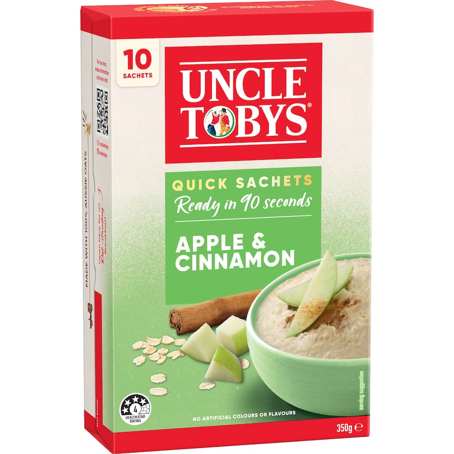 Uncle Tobys Oats Quick Sachets Apple Cinnamon 10 pack 350g