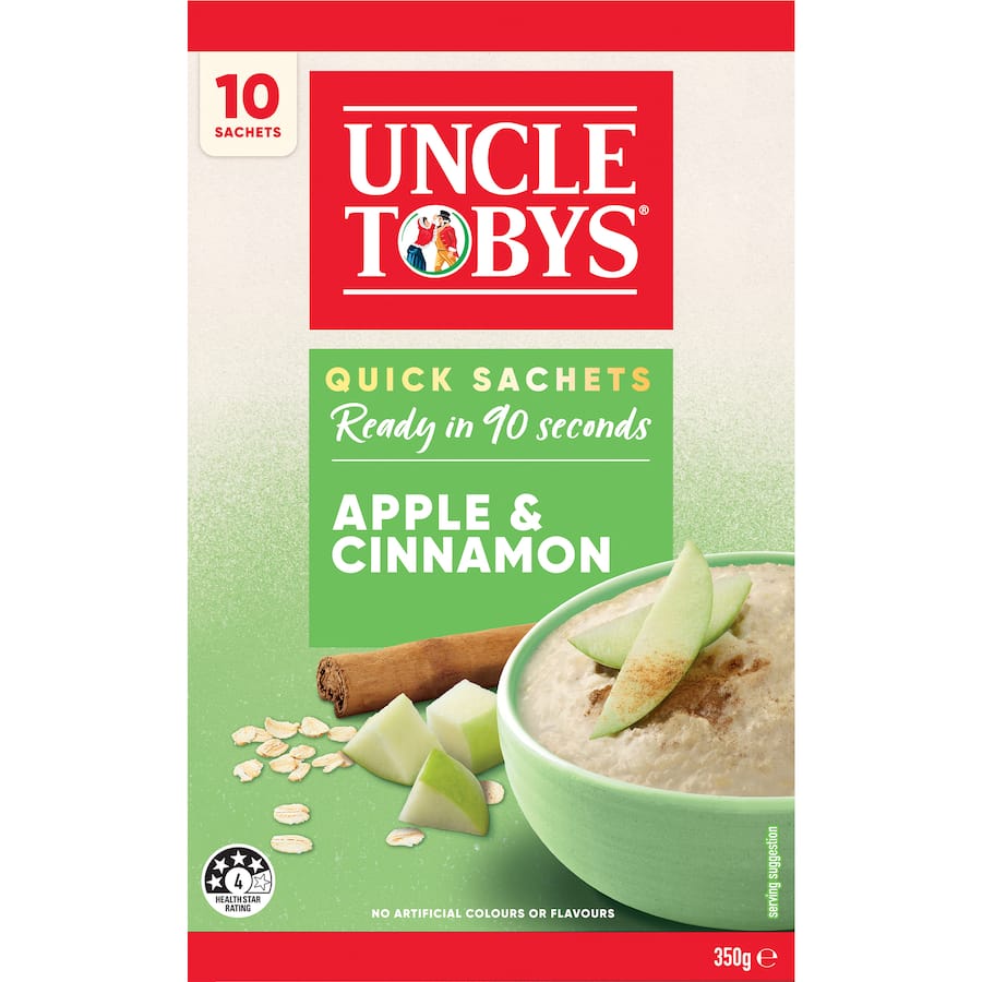 Uncle Tobys Oats Quick Sachets Apple Cinnamon 10 pack 350g