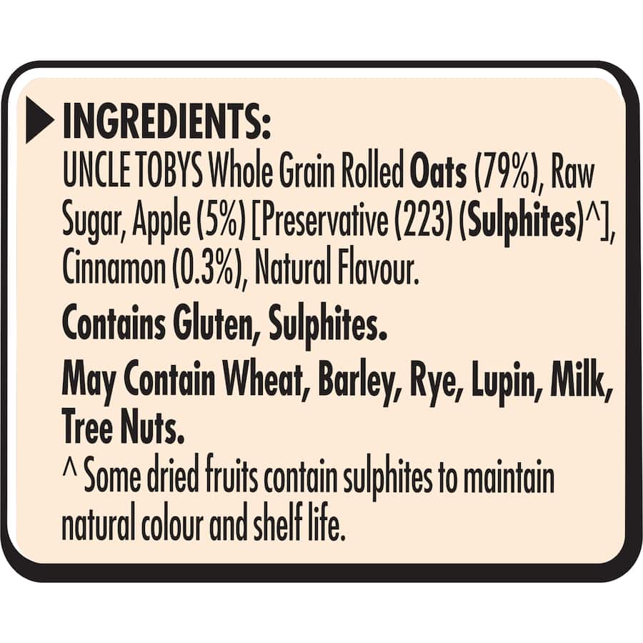 Uncle Tobys Oats Quick Sachets Apple Cinnamon 10 pack 350g