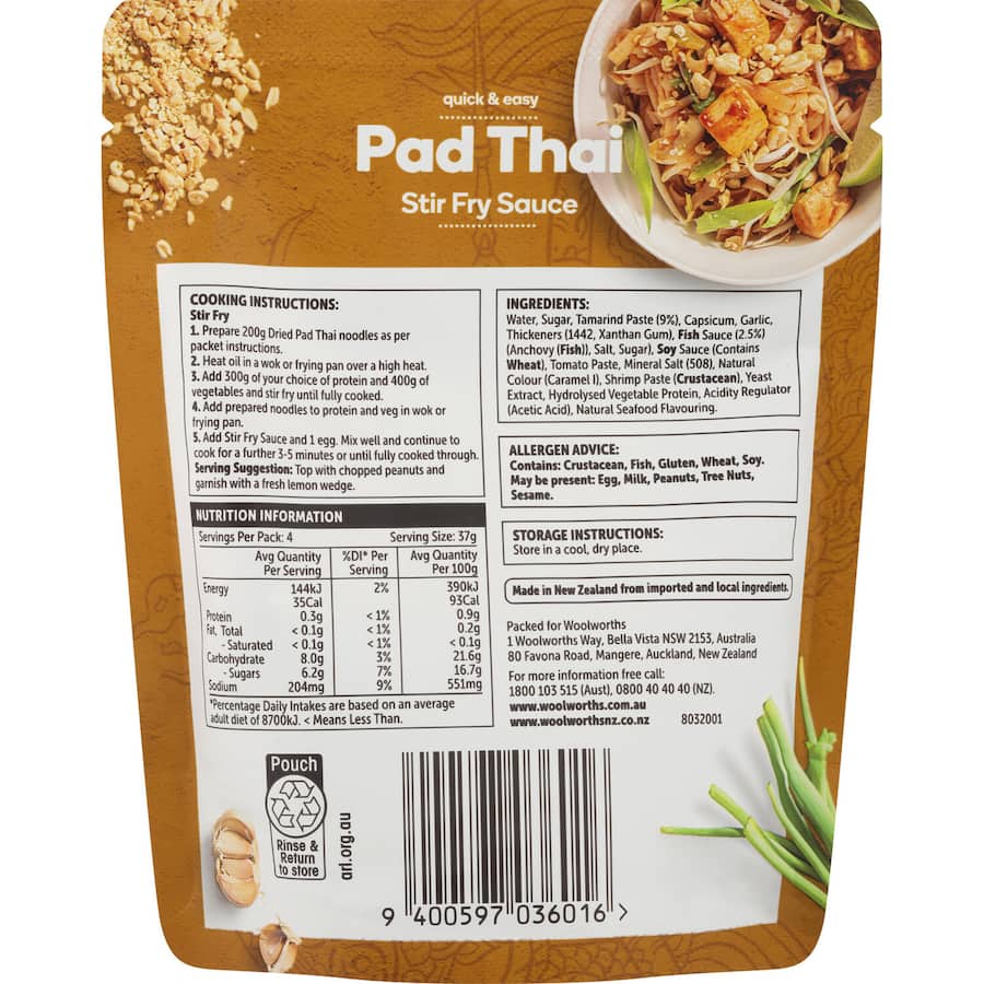 Woolworths Stir Fry Sauce Pad Thai Pouch 150g