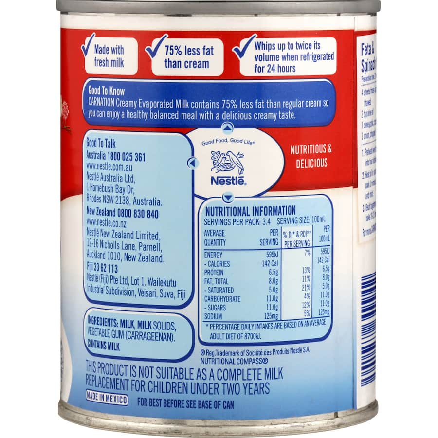 Nestlé Carnation Evaporated Milk Creamy Tear tab can 340mL