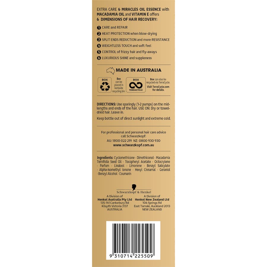 Schwarzkopf Extra Care Hair Treatment 6 Miracles Oil Essence 100mL