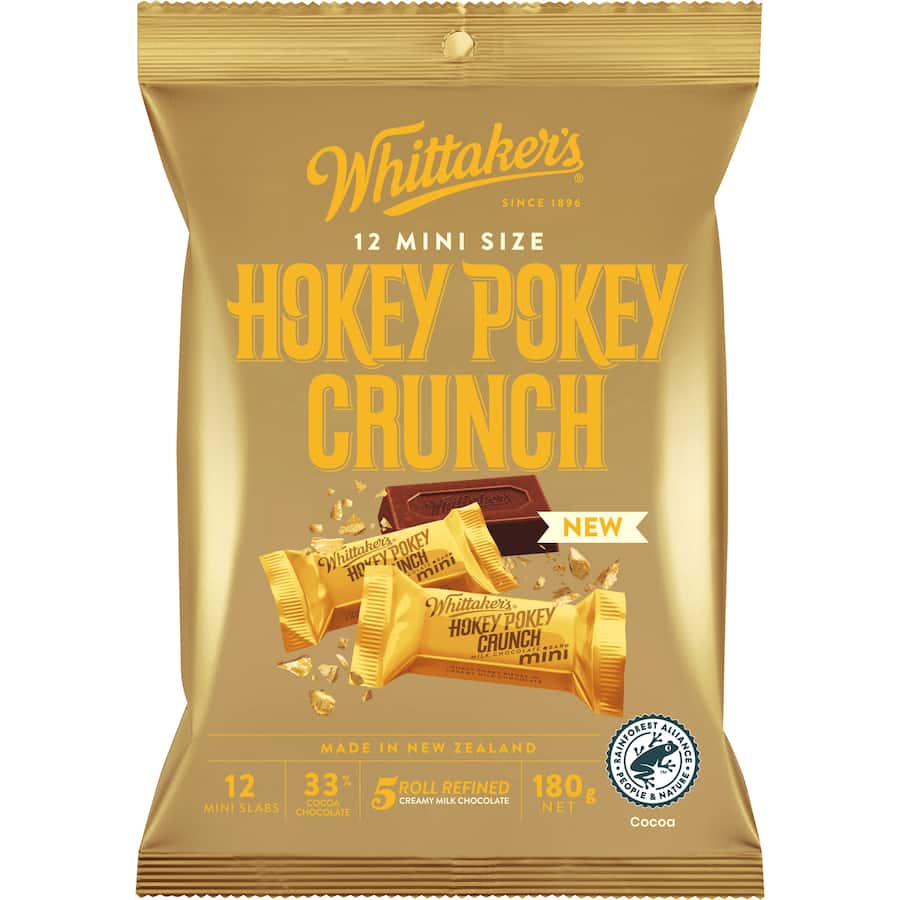 Whittakers Chocolate Sharepack Hokey Pokey Crunch 180g Bag 12pack