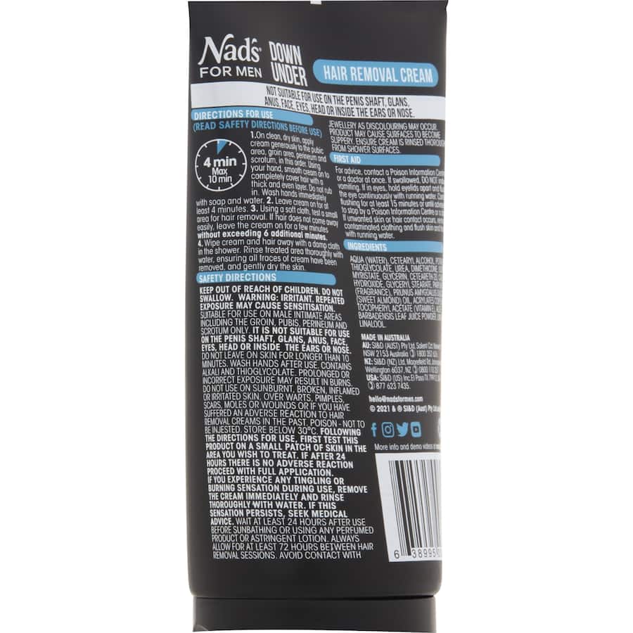 Nad's For Men Down Under Hair Removal Cream 150mL