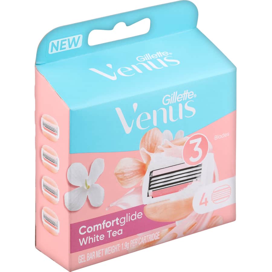Gillette Venus Comfortglide Razor Blades White Tea Cartridges 4pack