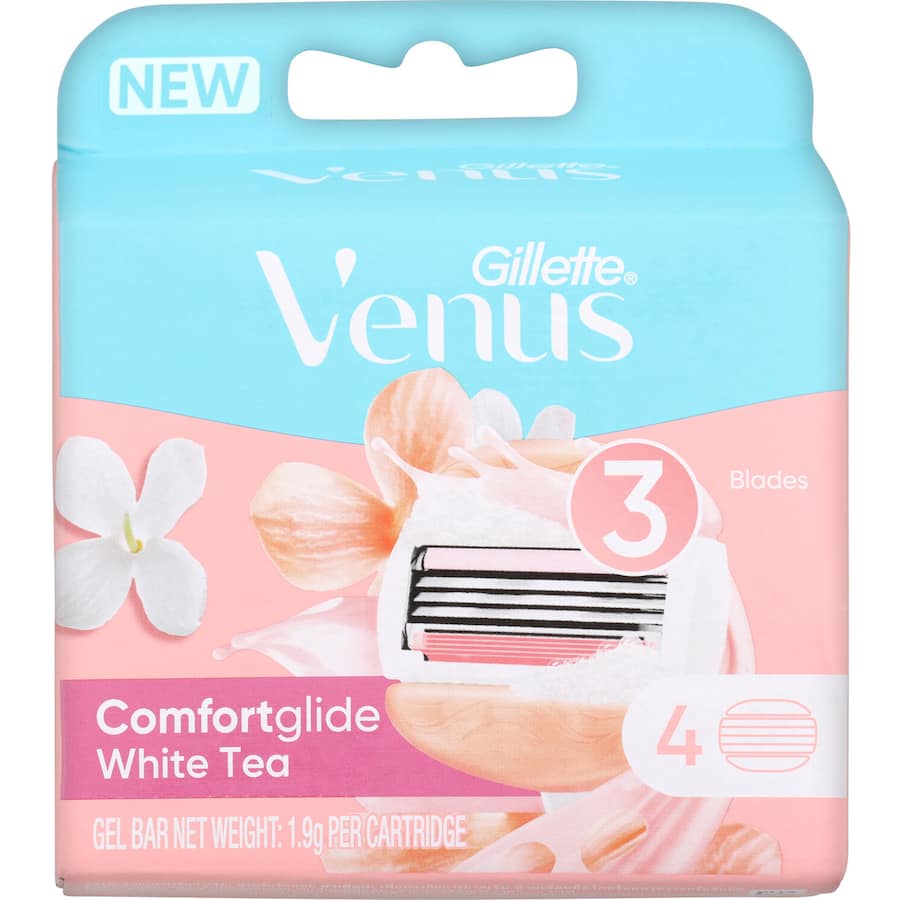 Gillette Venus Comfortglide Razor Blades White Tea Cartridges 4pack