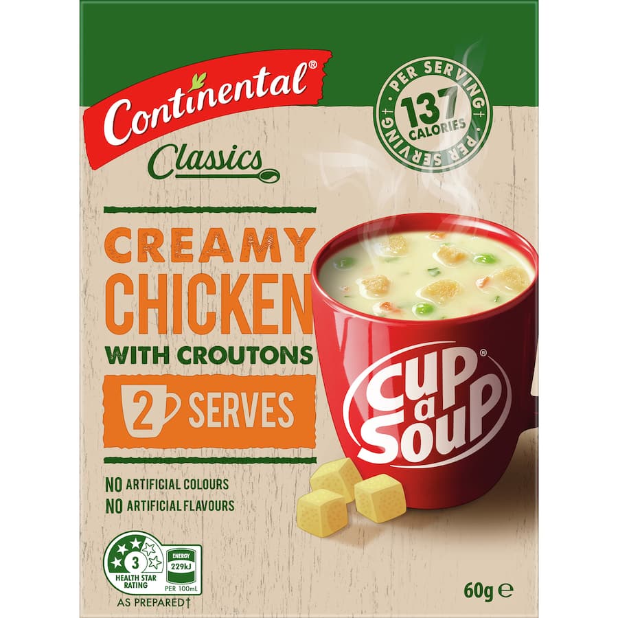 Continental Cup A Soup Instant Soup Creamy Chicken & Croutons 60g 2pack