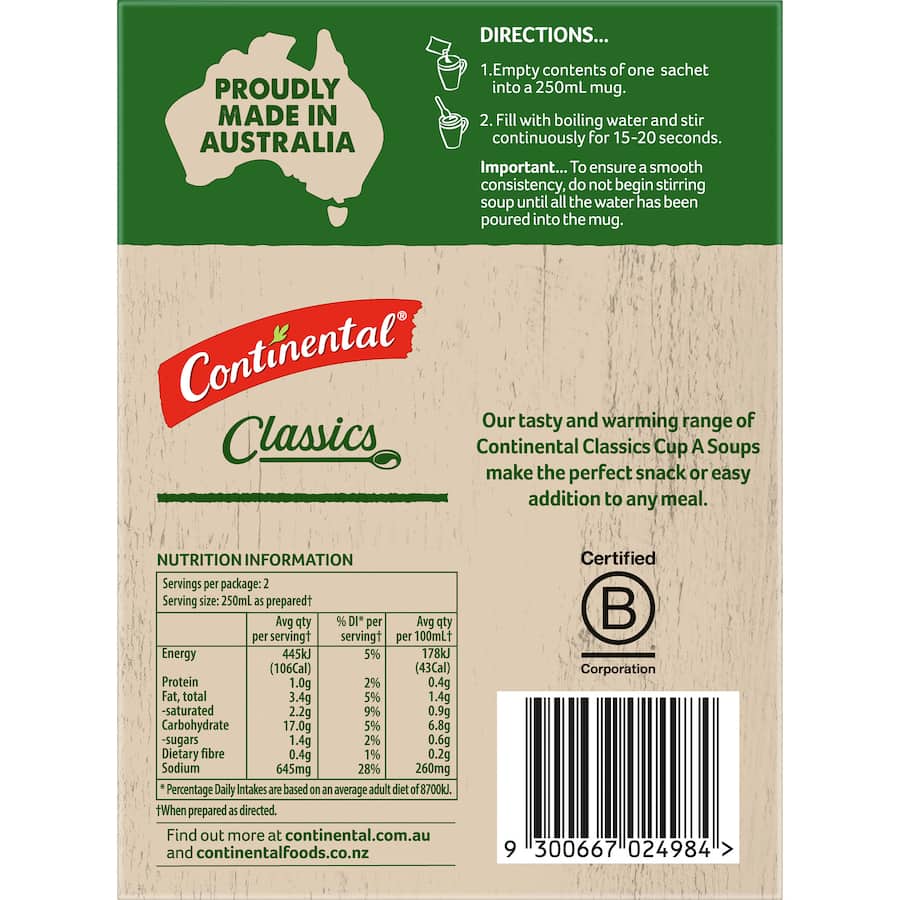 Continental Cup A Soup Instant Soup Potato, Bacon & Croutons 75g 2pack