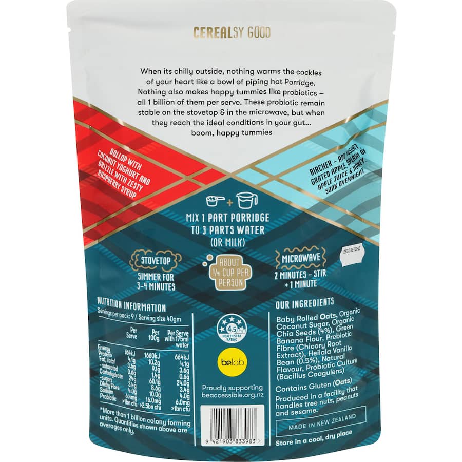 Blue Frog Probiotic Porridge Vanilla Bean & Chia Seed 360g