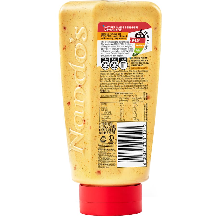 Nandos Perinaise Hot Peri-peri Mayonnaise Squeeze bottle 465g