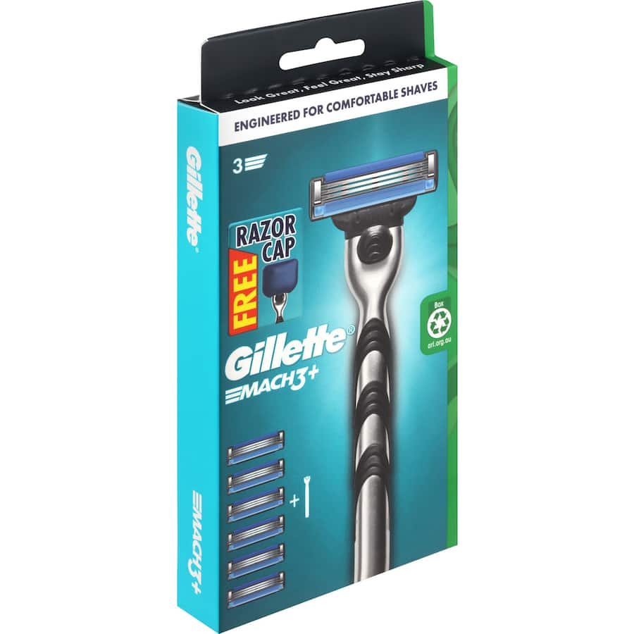 Gillette Mach3+ Razor Handle +6 Replacement Cartridges Kit