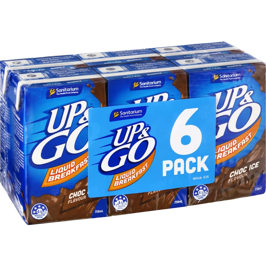 Sanitarium Up & Go Liquid Breakfast Choc Ice 250ml uht packs 6pack