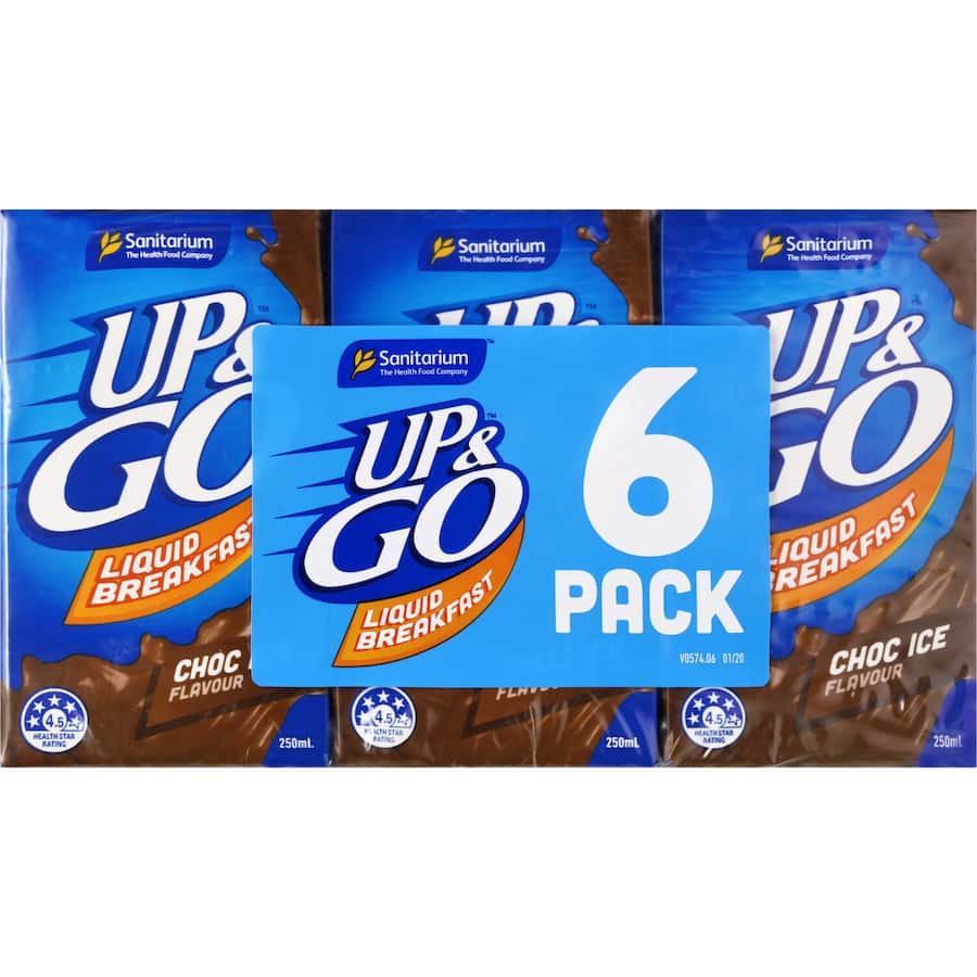 Sanitarium Up & Go Liquid Breakfast Choc Ice 250ml uht packs 6pack