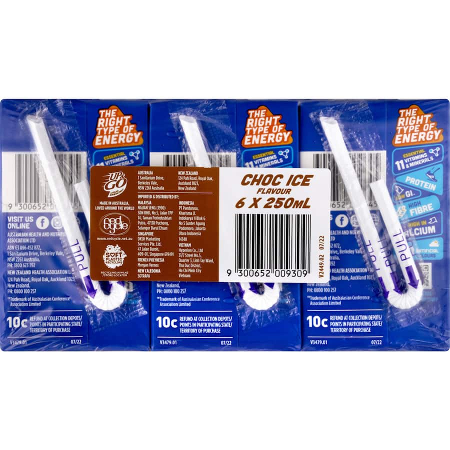 Sanitarium Up & Go Liquid Breakfast Choc Ice 250ml uht packs 6pack