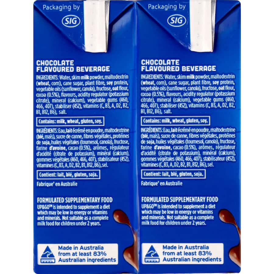 Sanitarium Up & Go Liquid Breakfast Choc Ice 250ml uht packs 6pack