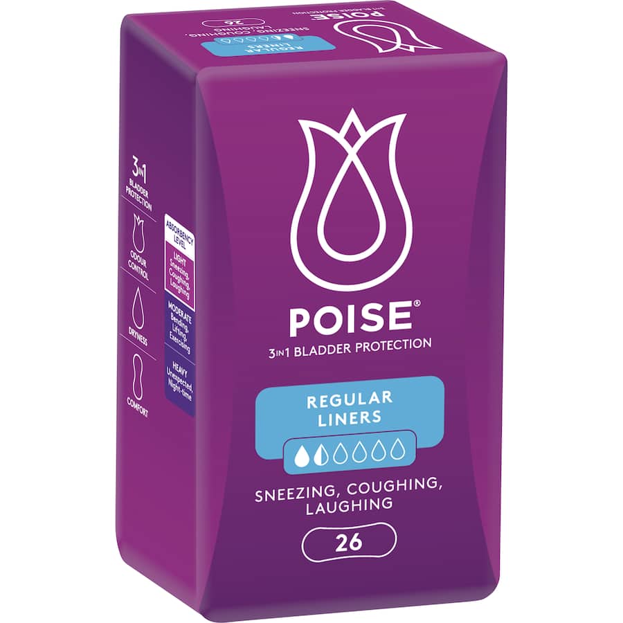 Poise Womens Continence Pads Regular Liners 26pack