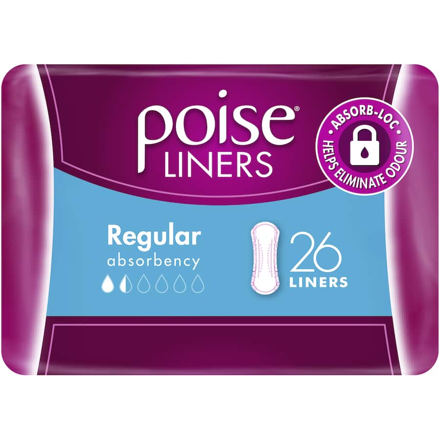 Poise Womens Continence Pads Regular Liners 26pack