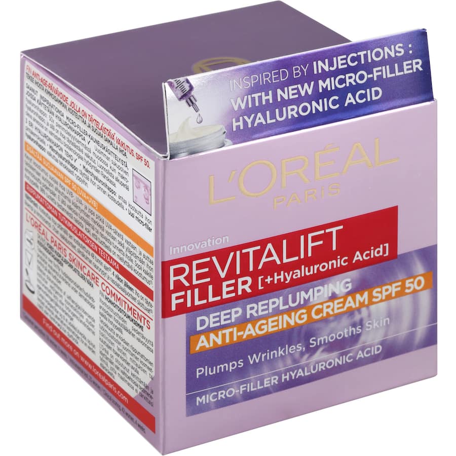 Loreal Revitalift Filler Facial Moisturiser Anti-aging Cream Spf50 50mL