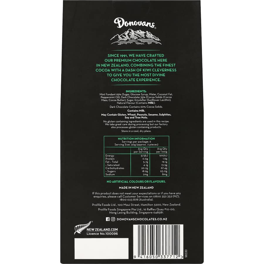 Donovans Chocolate Box After Dinner Mint Squares 180g
