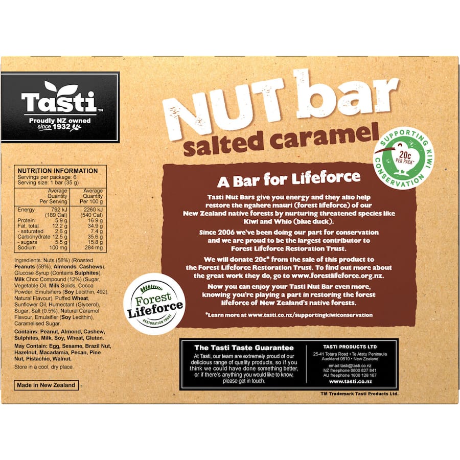 Tasti Nut Bar Salted Caramel 6pk 210g