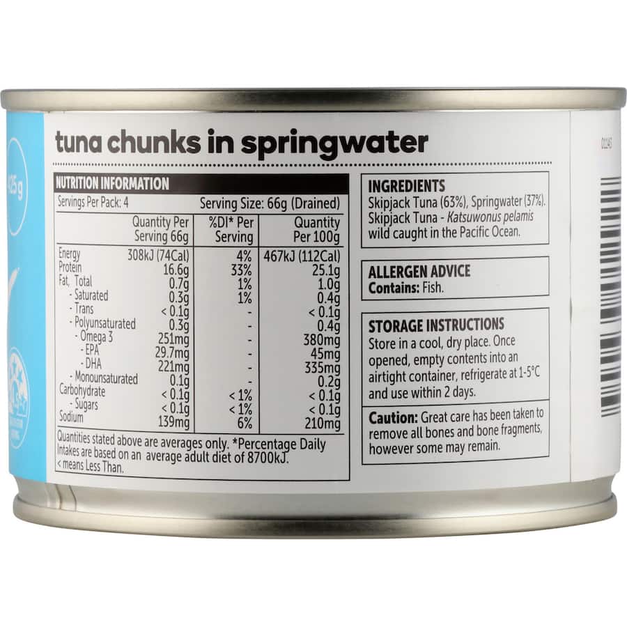Essentials Tuna Chunks In Springwater Can 425g