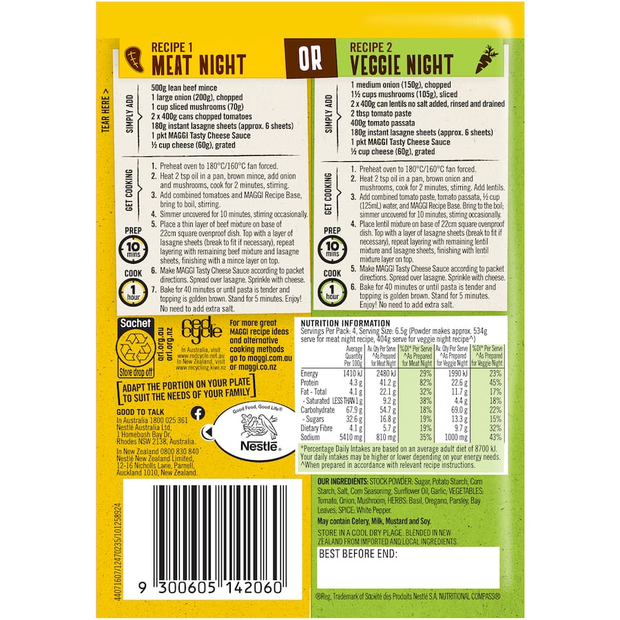 Maggi Recipe Base Cheesy Lasagne Sachet 26g