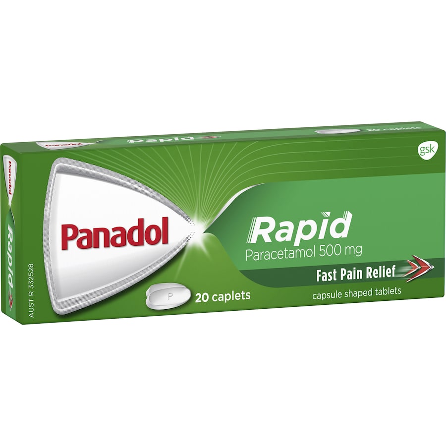 Panadol Rapid For Fast Pain Relief Paracetamol 500mg Caplets 20pack