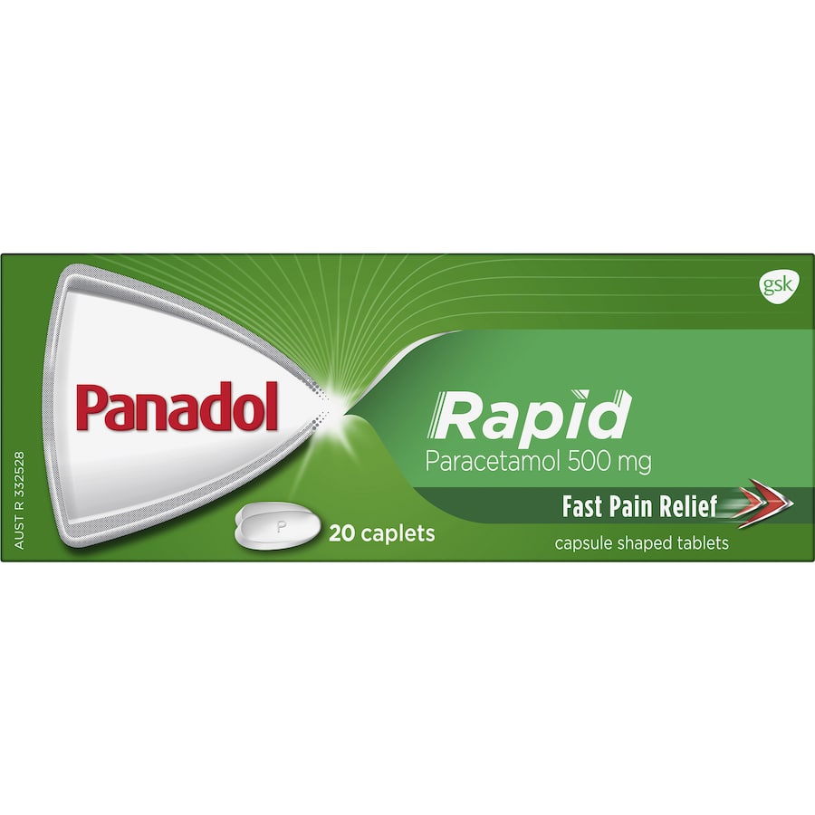 Panadol Rapid For Fast Pain Relief Paracetamol 500mg Caplets 20pack