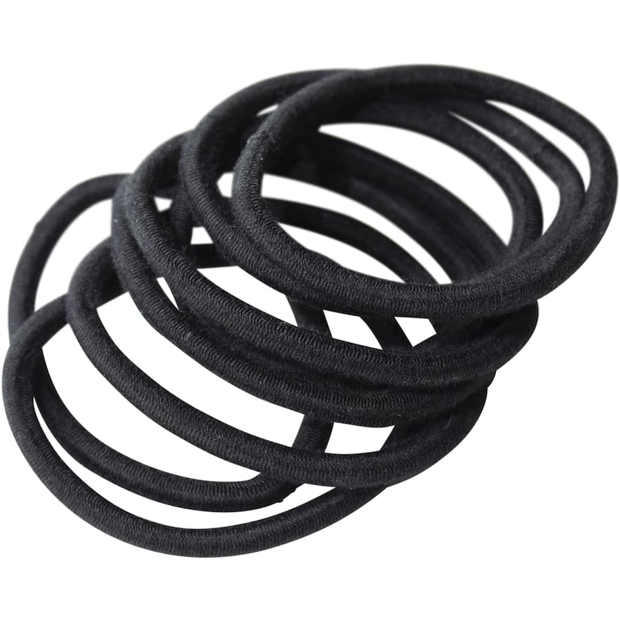 Over & Over Organic Bamboo Hair Ties Elastic Thick Black 8pack
