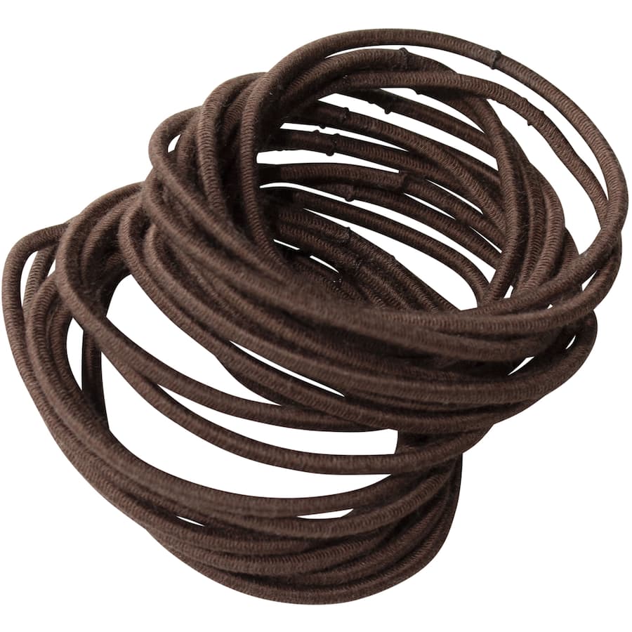 Over & Over Organic Bamboo Hair Ties Elastic Thin Brown 20pack