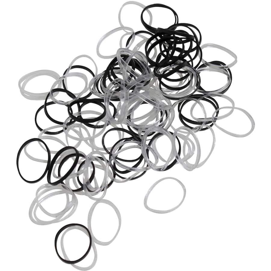 Dash Hair Ties Mini Polybands Black & Clear 100pack