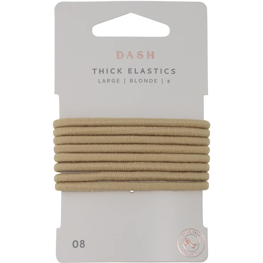 Dash Hair Ties Elastic Large Thick Blonde 8pack