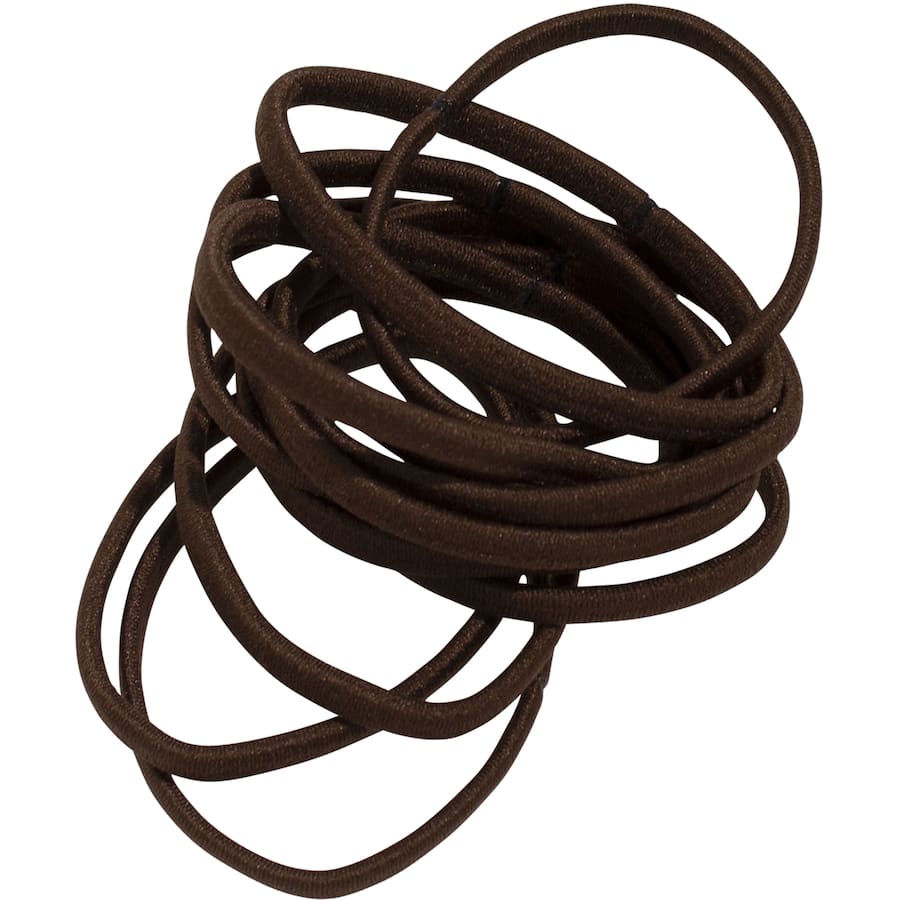 Dash Hair Ties Elastic Large Flat Brown 12pack