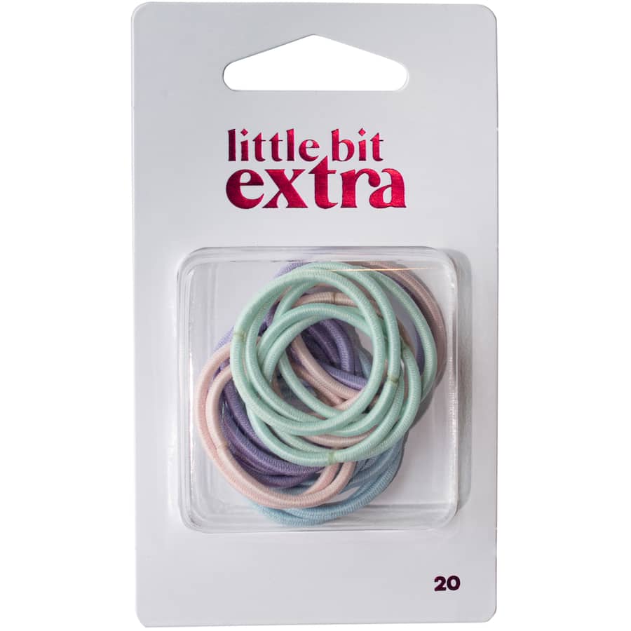 Little Bit Extra Hair Ties Elastic Small Thin Pastel 20pack