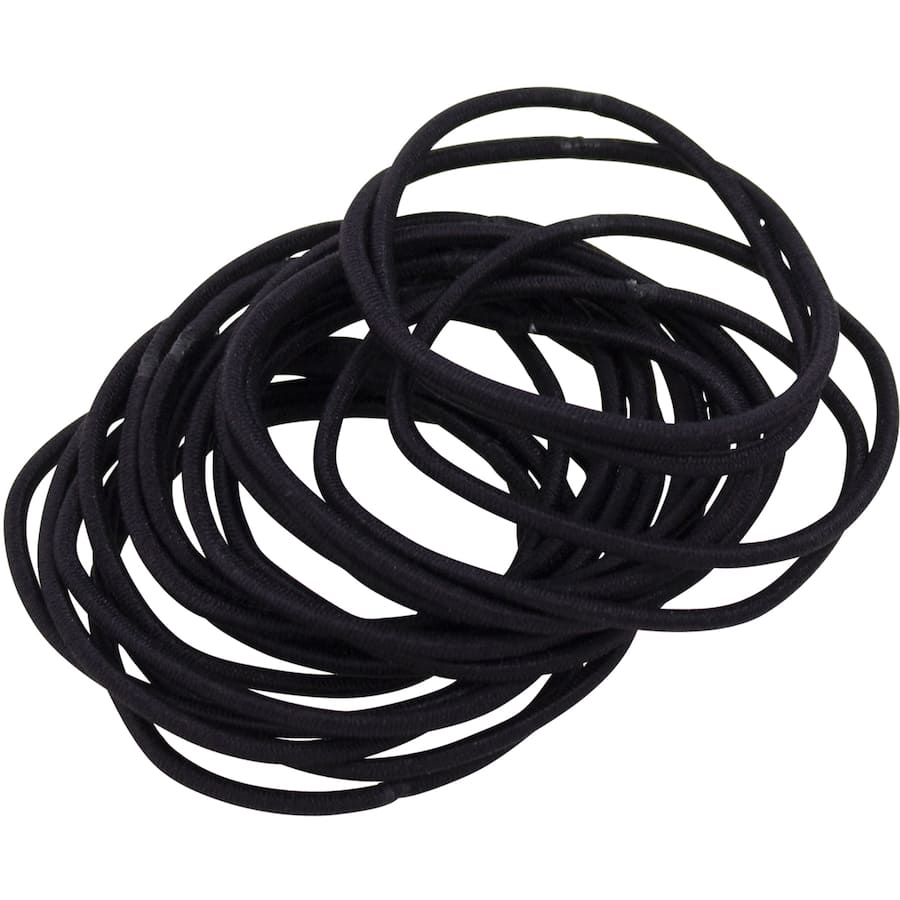Dash Hair Ties Elastic Large Thin Black 20pack