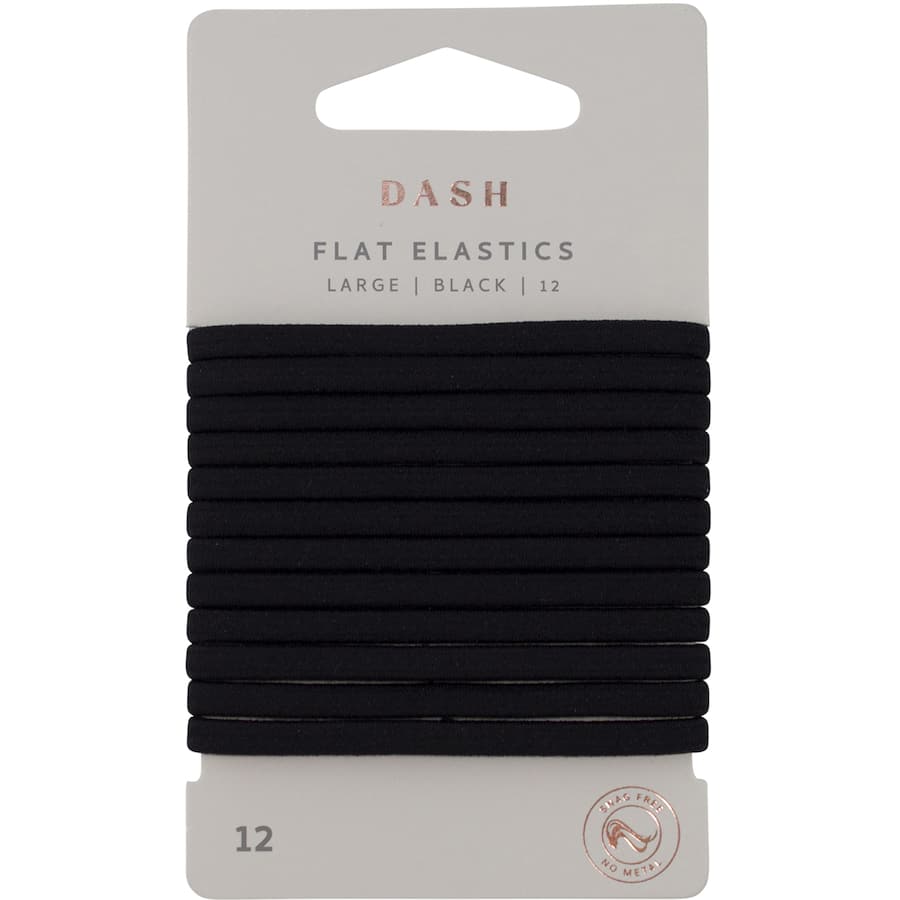 Dash Hair Ties Elastic Large Flat Black 12pack