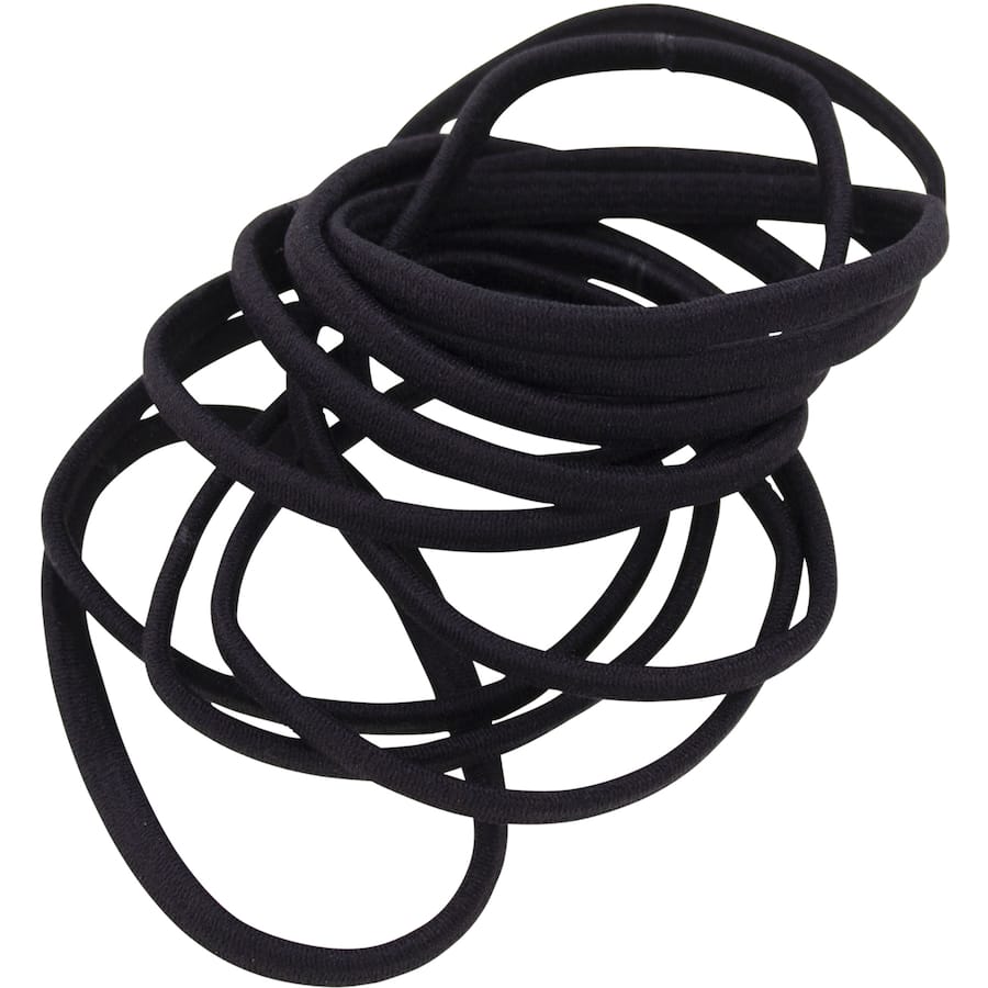 Dash Hair Ties Elastic Large Flat Black 12pack
