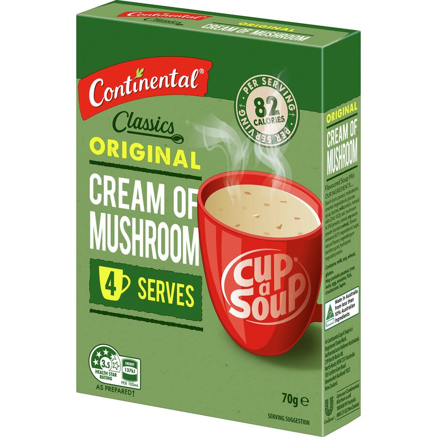 Continental Classics Cup A Soup Original Cream Of Mushroom Soup Pack 70g