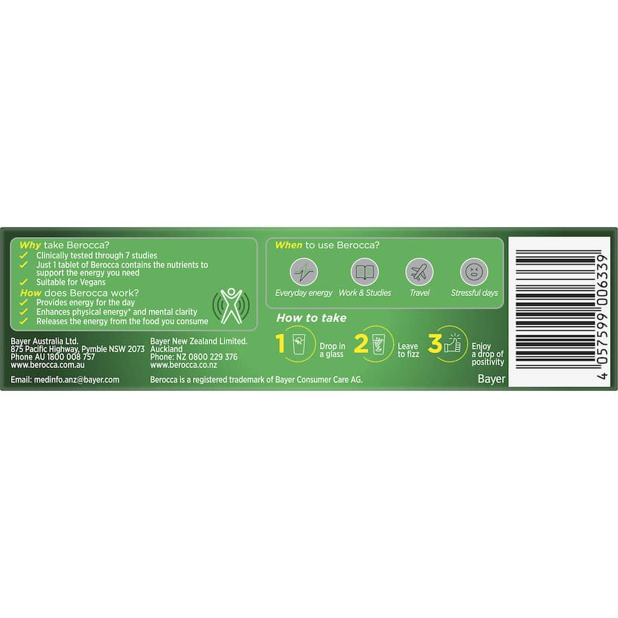 Berocca Performance Effervescent Energy Vitamin C Orange Pack 15 tabLets