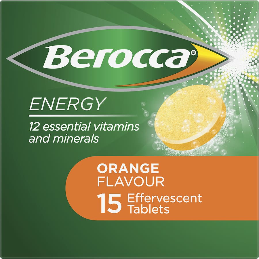 Berocca Performance Effervescent Energy Vitamin C Orange Pack 15 tabLets